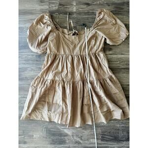 American Eagle Fall Brown Open Back Dress (Size Large)